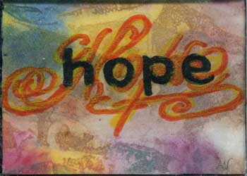 "Hebrews 11:1" by Audrey J Wilde, Wausau WI - Watercolor & Marker on Plexiglass